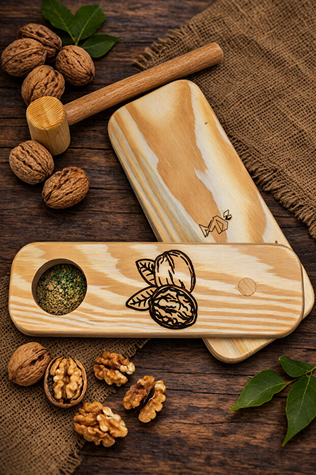 مطرقة وكسارة خشب الجوز الخشبية المصنوعة يدويًا، مطرقة عملية لتكسير الجوز