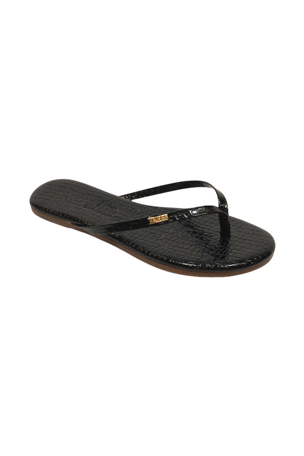 Women's Classic Crocodile Black Logo Stylish Daily Flip Flops Slipper