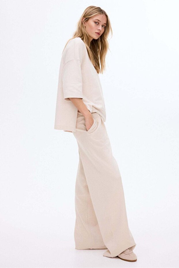 Wide interlock joggers
