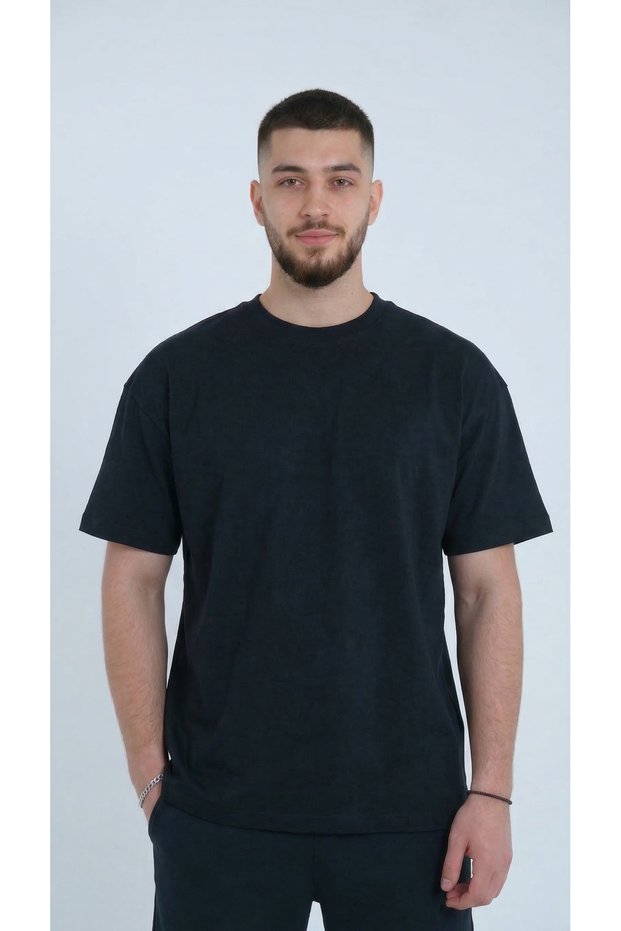 Men's Black Color Cotton Pack T-Shirt Combed Cotton Fabric Zero Collar Regular Full Fit