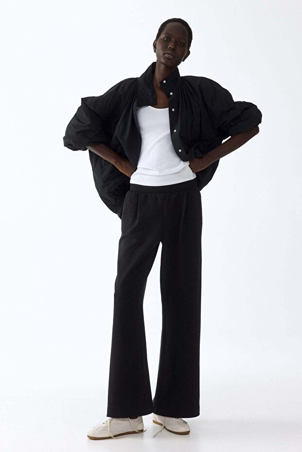 Wide interlock joggers