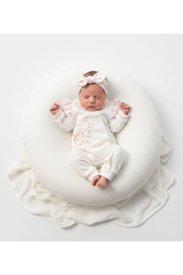 Baby Girl Cute Baby Cotton Piece Jumpsuit and Headband