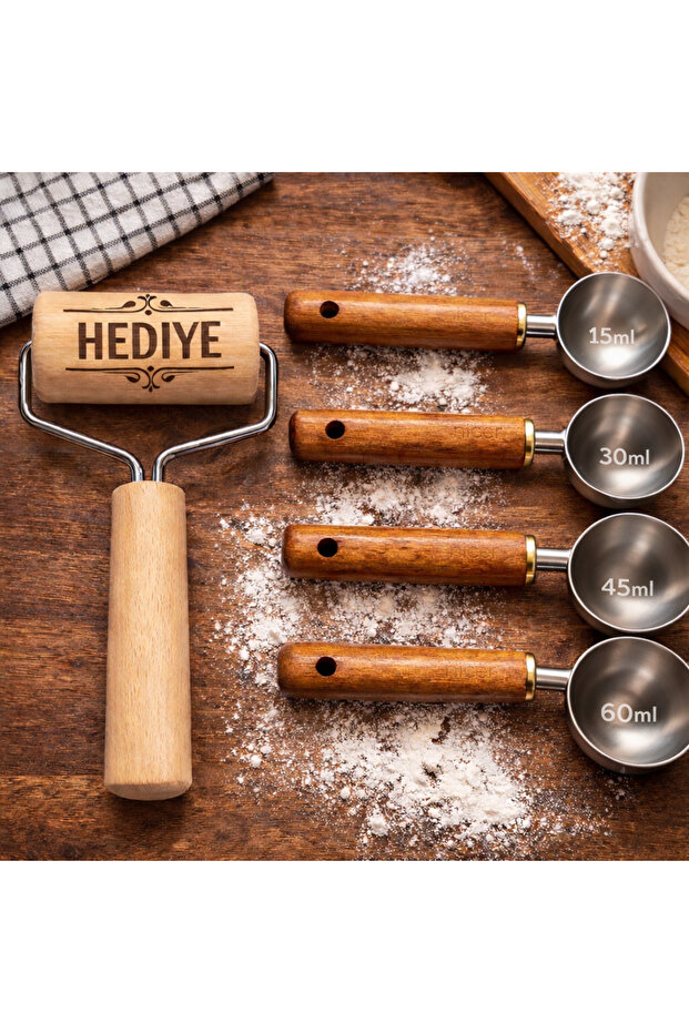 4 Stainless Steel Measuring Spoons (with Roller and Gift)