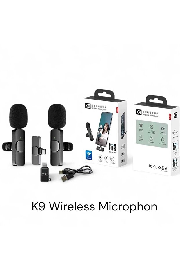Wireless Lavalier Microphone Type-C IOS Auto-syncs Microphone for Video Recording Vlog.