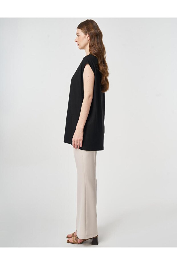 Sıfır Kol Örme Bluz Siyah - 4