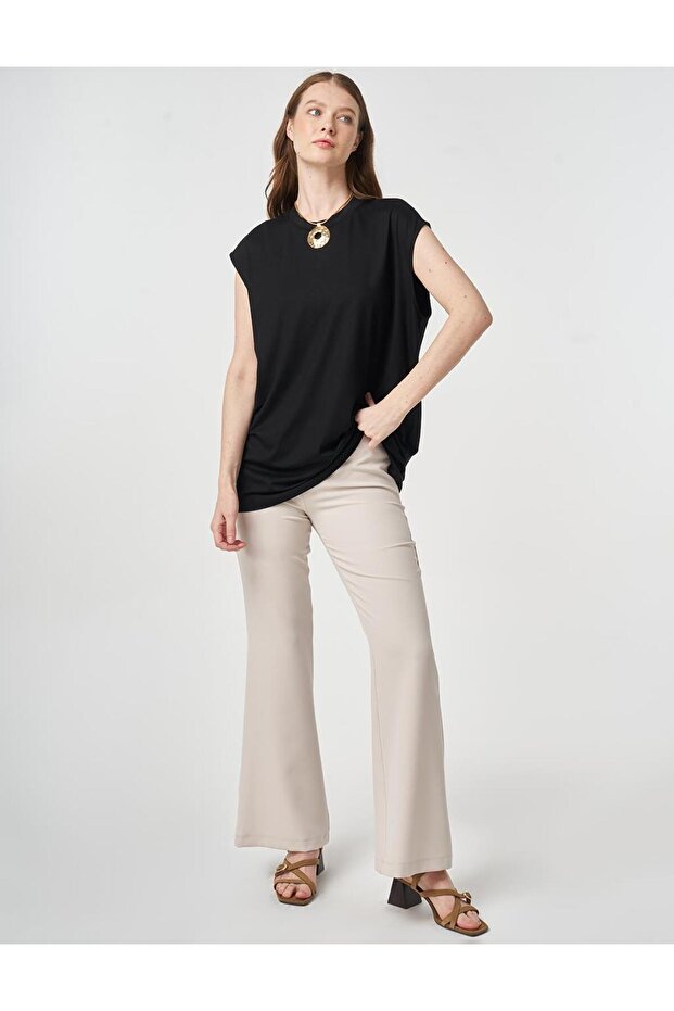 Sıfır Kol Örme Bluz Siyah - 2