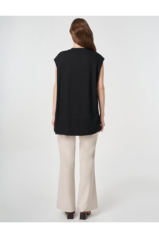 Sıfır Kol Örme Bluz Siyah - 5