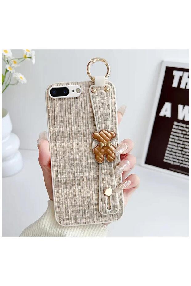 Apple iPhone 8 Plus Compatible Case Teddy Silicone Case Beige