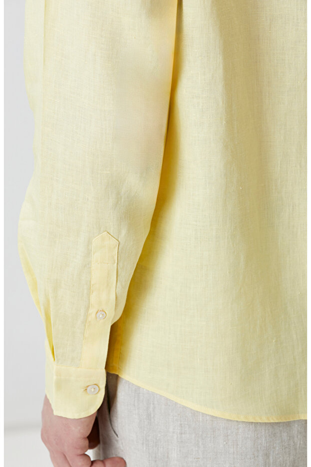 Sarı Keten Gömlek - 7