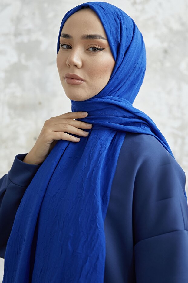 Levi Bamboo Kraş Shawl - Cobalt Blue