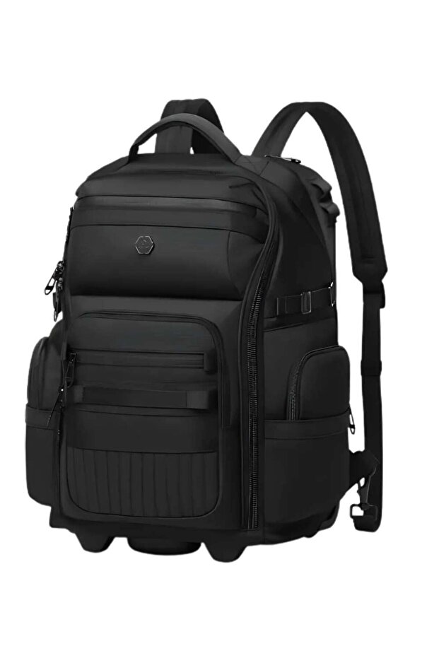 Rolling Laptop Backpack for Travel with Underseat Carry On Trolley Design Waterproof Oxford Fabric Fits 14 Inch Laptop, Black