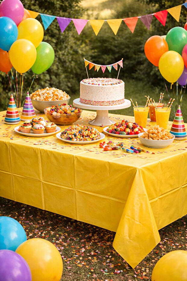 Yellow Plastic Tablecloth – Disposable Party and Birthday Tablecloth