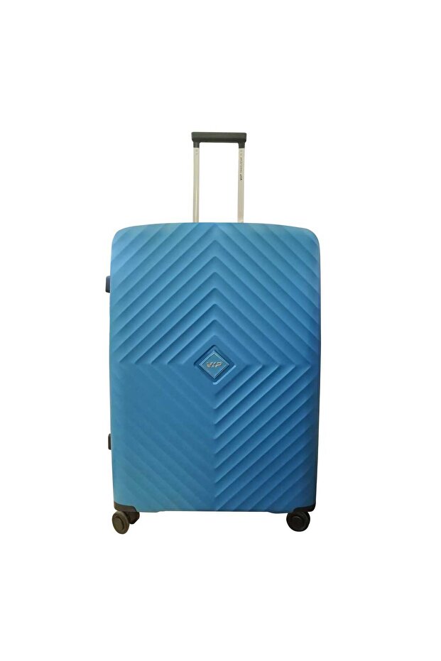 Quad 4Wheel Hard Trolley 55cm Blue