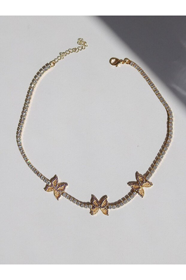 Mariposa Triple Butterfly Purple Necklace