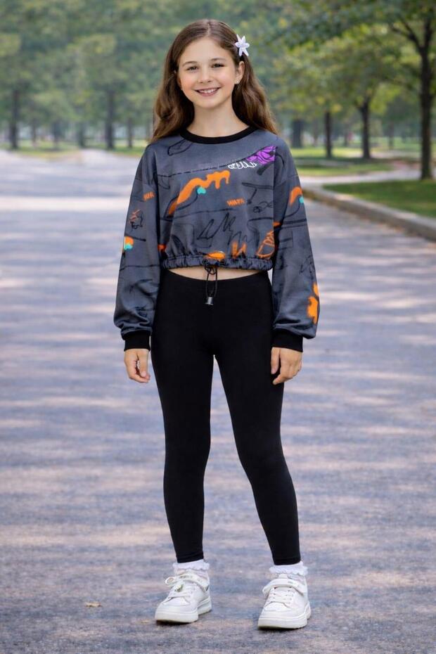 Girls' 3 Yarn Printed Crop Top
