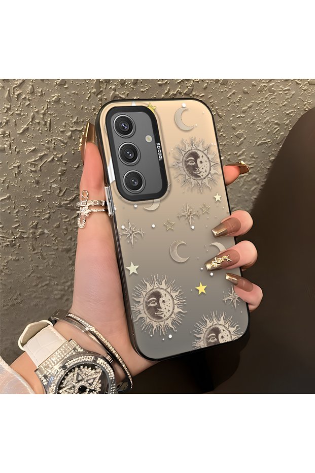 Samsung Galaxy S24 Compatible Gold Tone Star Patterned Acrylic Material Phone Case