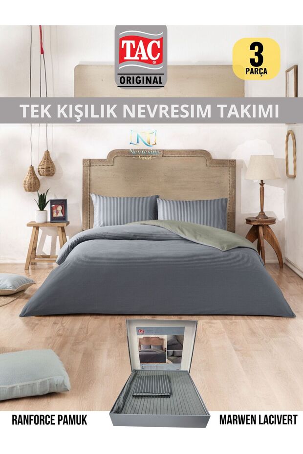 Marwen Navy Blue Ranforce Double Duvet Cover Set 200X220 cm