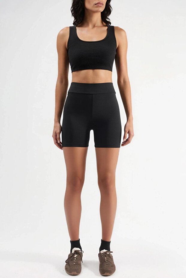 Yüksek Bel Biker Şort - 8