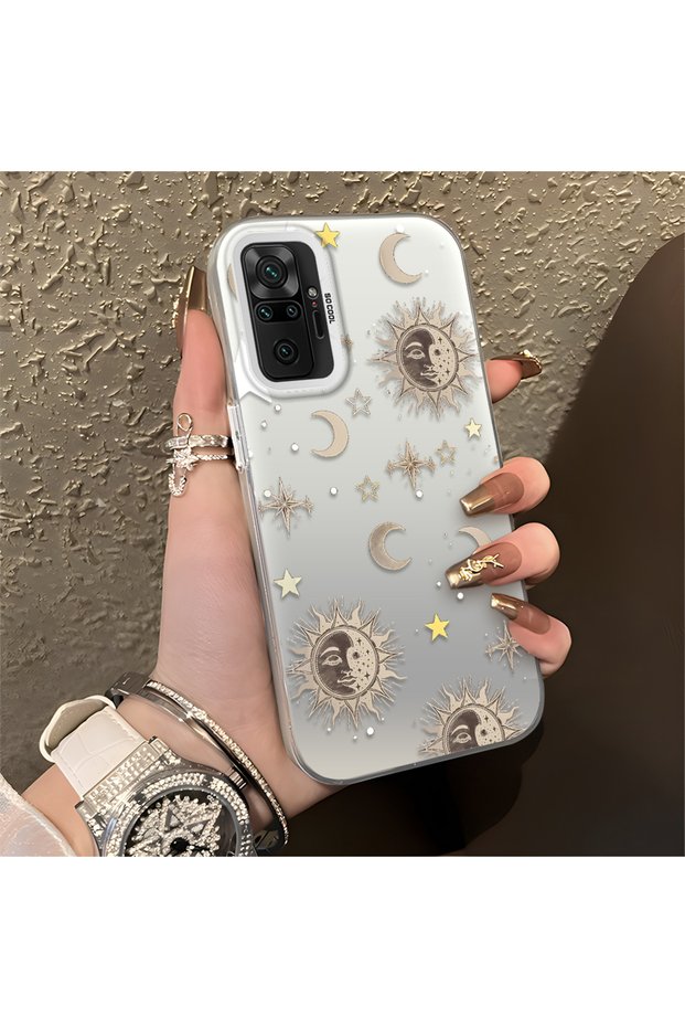 Redmi Note 10 Pro Compatible Gold Tone Star Patterned Acrylic Material Phone Case