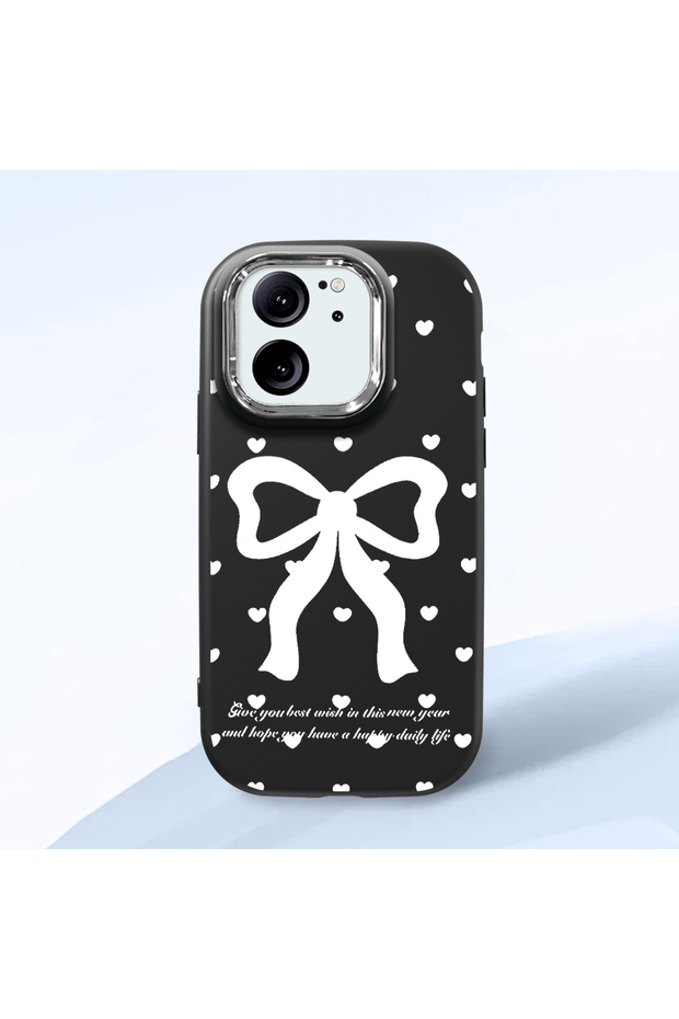 Mi 13t Compatible Camera Protected Black Soft Silicone Phone Case Bowknot Patterned