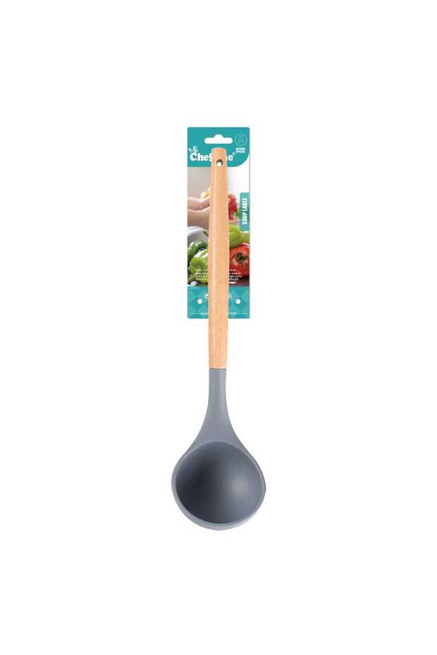 Silicone Soup Ladle with Wooden Handle