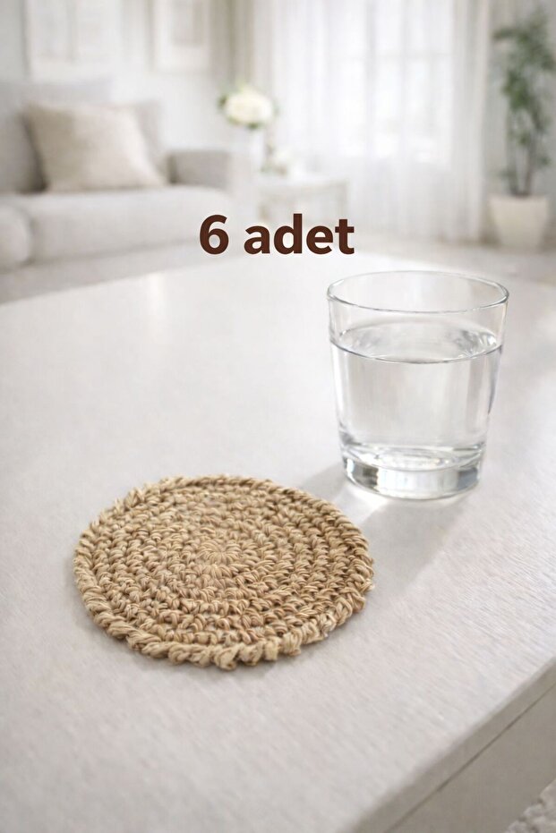 Handmade Wicker 6-Piece Coasters 12 cm Tea Cup Mug Candle Coaster Decorative Plate
