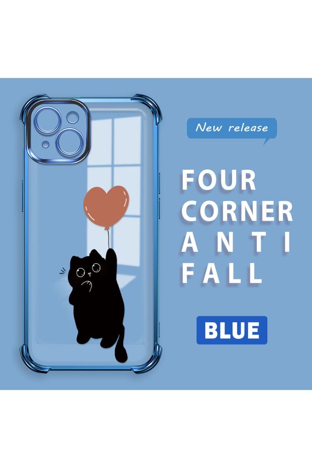 iPhone 14 Plus Compatible Transparent Four Corner Silicone Coated Glossy Edge Case