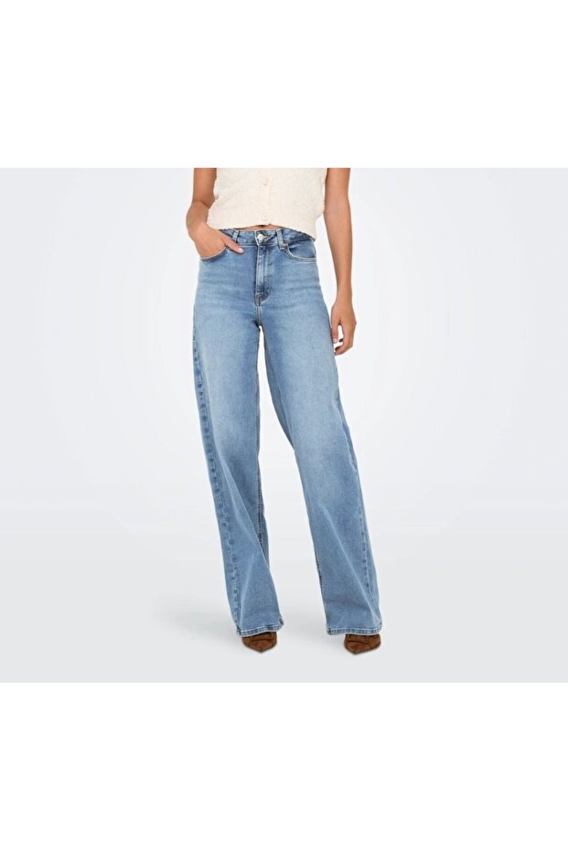 High Waist Wide Leg Jeans, Stretchy , 100% Cotton