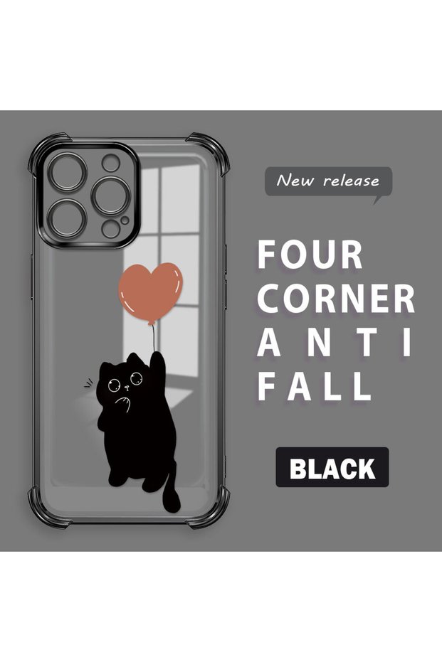 iPhone 14 Pro Max Compatible Transparent Four Corner Silicone Coated Glossy Edge Case