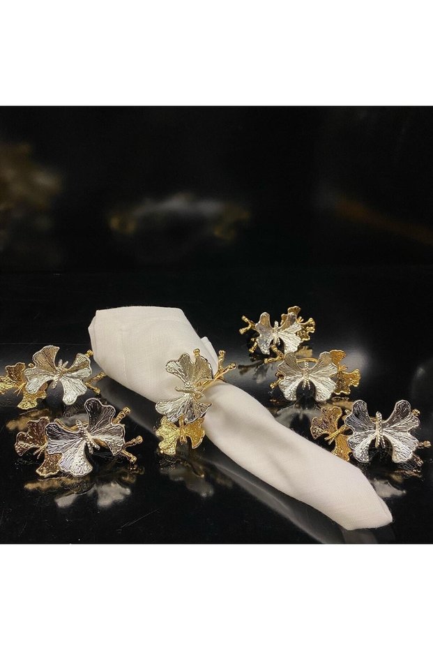 Set of 6 Gold&Silver Napkin Rings 8X4X5.5 cm Silver&Gold Tableware Rings