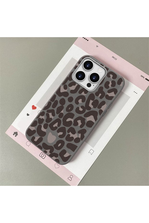 Stylish Leopard Printed Pack, Leather Textured Phone Case Compatible with iPhone 15 Pro Max