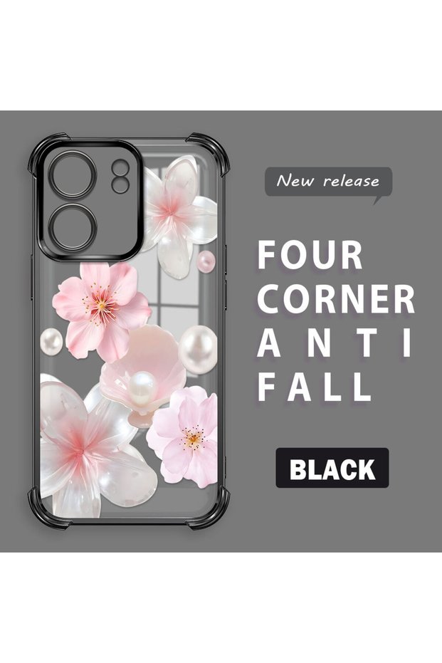 Redmi 13C Compatible Transparent Four-Corner Silicone Coated Glossy Edge Case