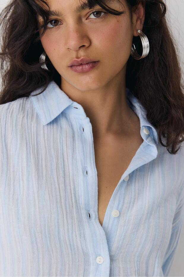 Basic çift kumaş gömlek - 4