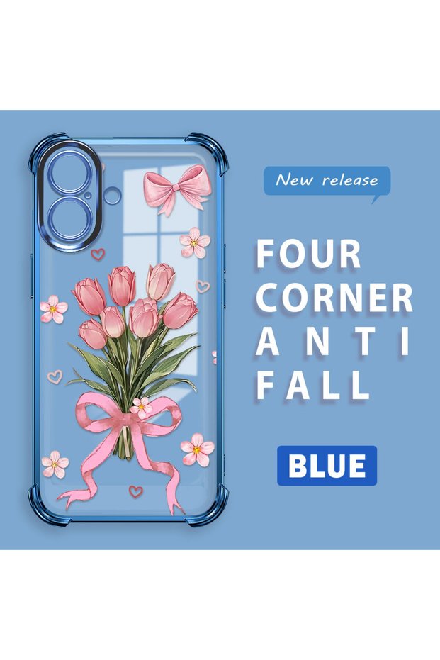 iPhone 16 Compatible Transparent Four-Corner Silicone Coated Glossy Edge Case