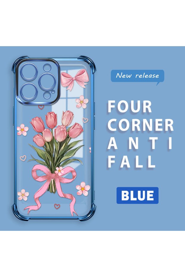 iPhone 15 Pro Compatible Transparent Four Corner Silicone Coated Glossy Edge Case