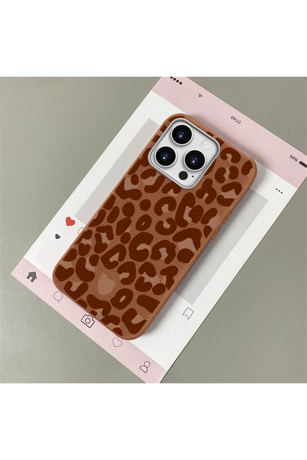 Stylish Leopard Printed Pack, Leather Textured Phone Case Compatible with iPhone 16 Pro Max
