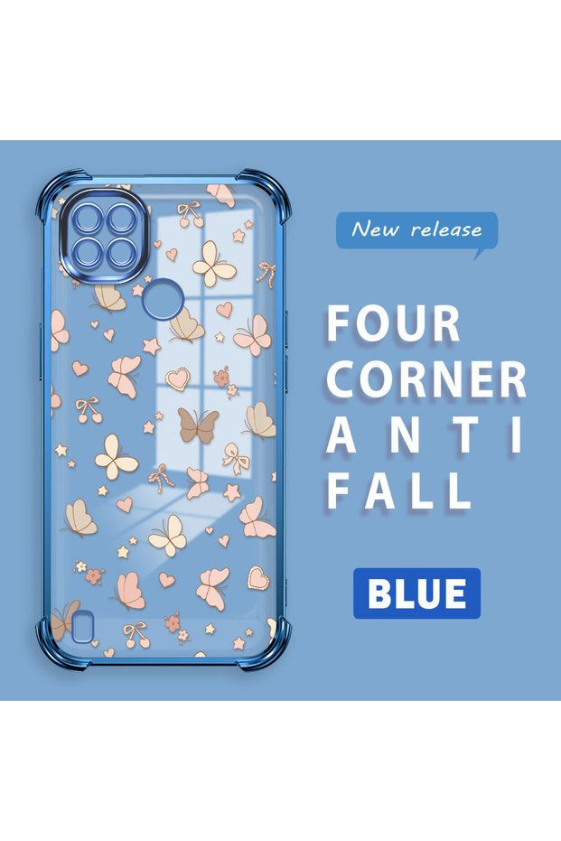 Realme C21 Compatible Transparent Four Corner Silicone Coated Glossy Edge Case