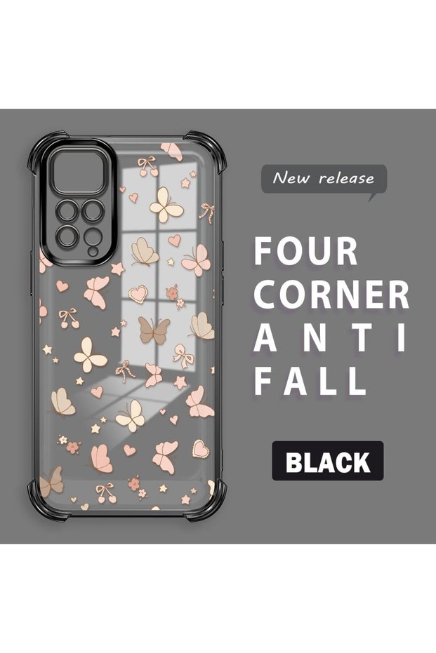 Redmi Note 11 Compatible Transparent Four Corner Silicone Coated Glossy Edge Case