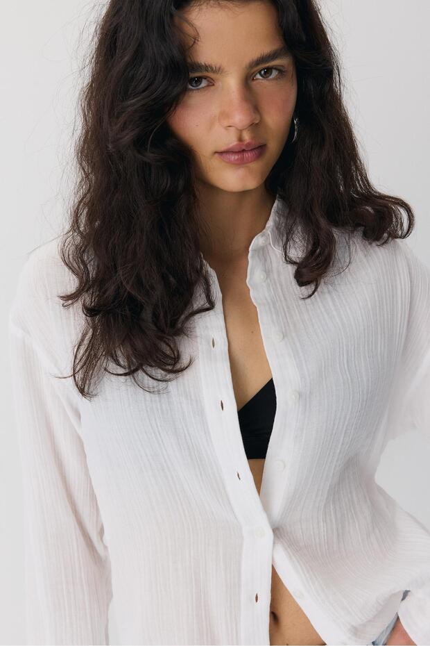 Basic çift kumaş gömlek - 3