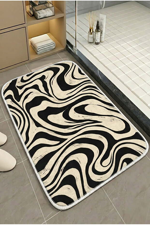 Multi-Purpose Shower Mat Non-Slip Foot Mat 60X100 Modern Patterned Soft Base