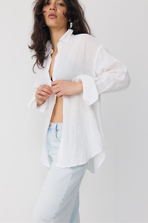 Basic çift kumaş gömlek - 1