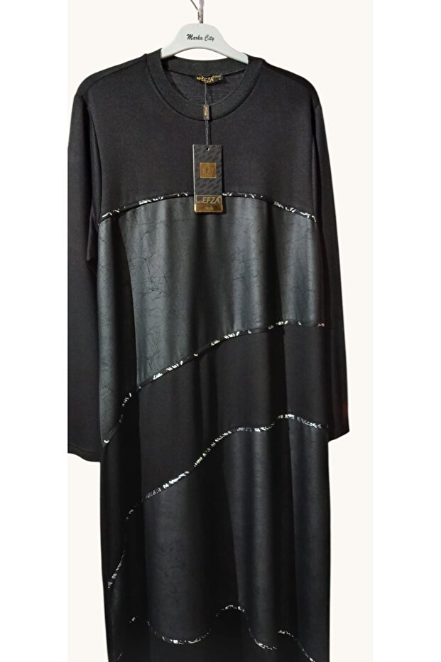 Deri görünümlü boydan elbise - 2