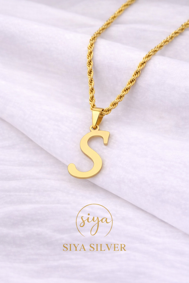 316L Anti-Tarnish Steel Gold Color Long Twisted Chain Lettered Women's Necklace