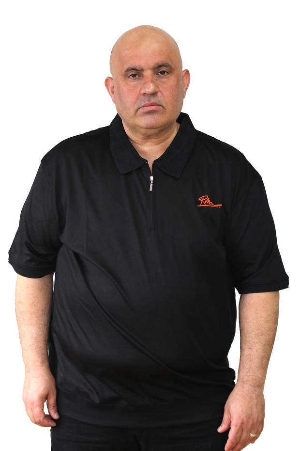 Men's Large Size Premium Mercerized Textured Polo Collar Zipper T-Shirt