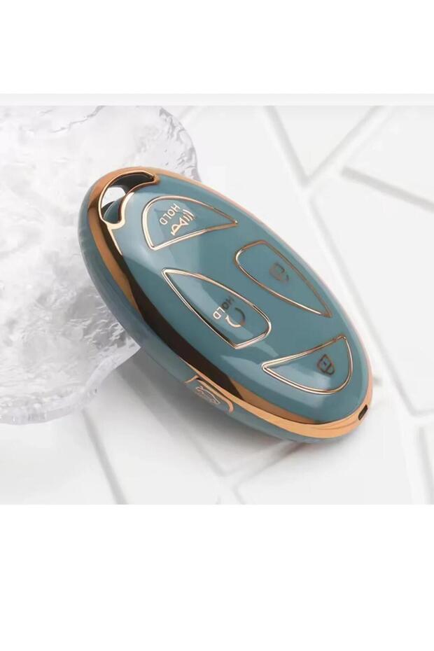 Hyundai New Tucson Ioniq Kona Elantra Key Case Cover Blue/Gold 5-Key Model 2. See the Image