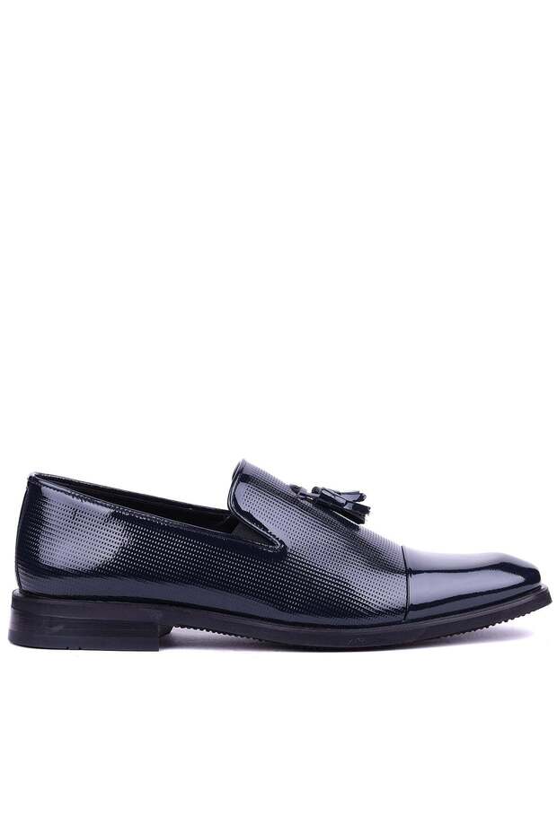 - Genuine Patent Leather Leather Navy Blue Color Men's Classic Shoes - 900-4702