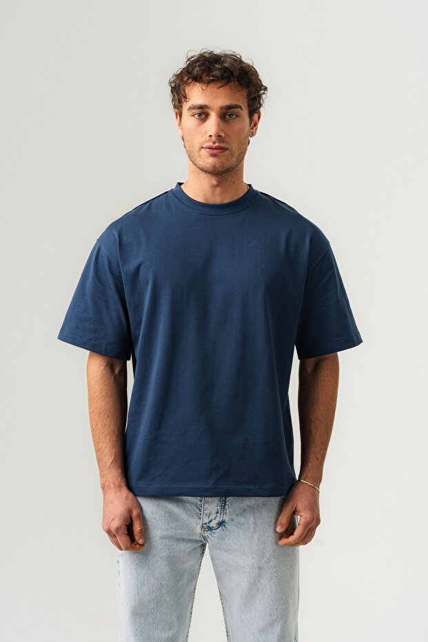 Men's 100% Cotton Oversized Fit Crew Neck Basic T-Shirt