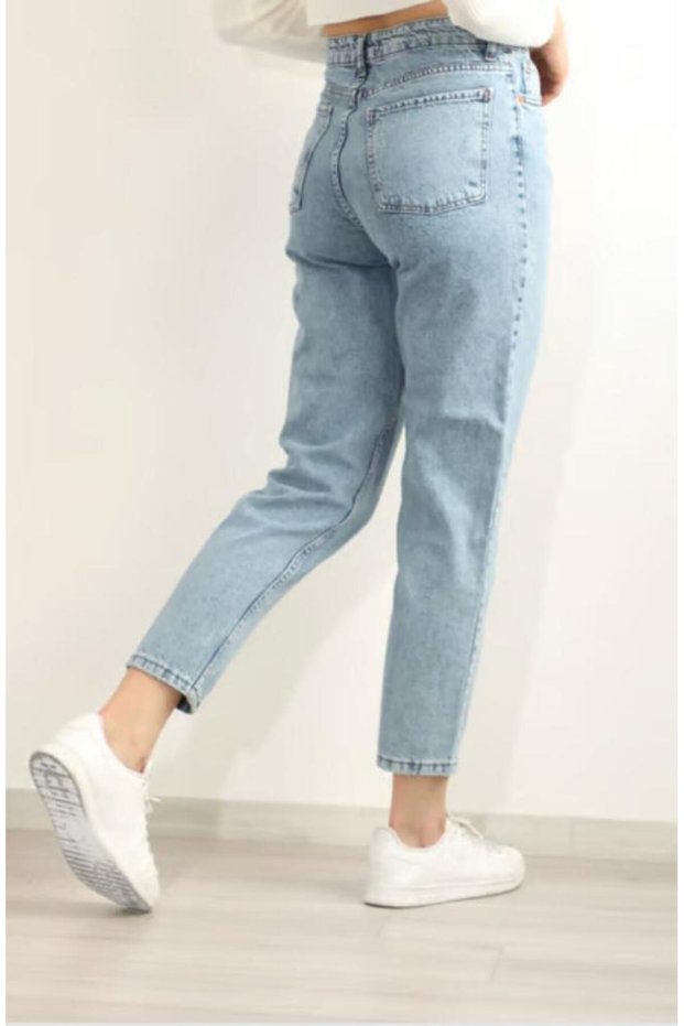 High Waist Women's Snow Blue Mom Jeans