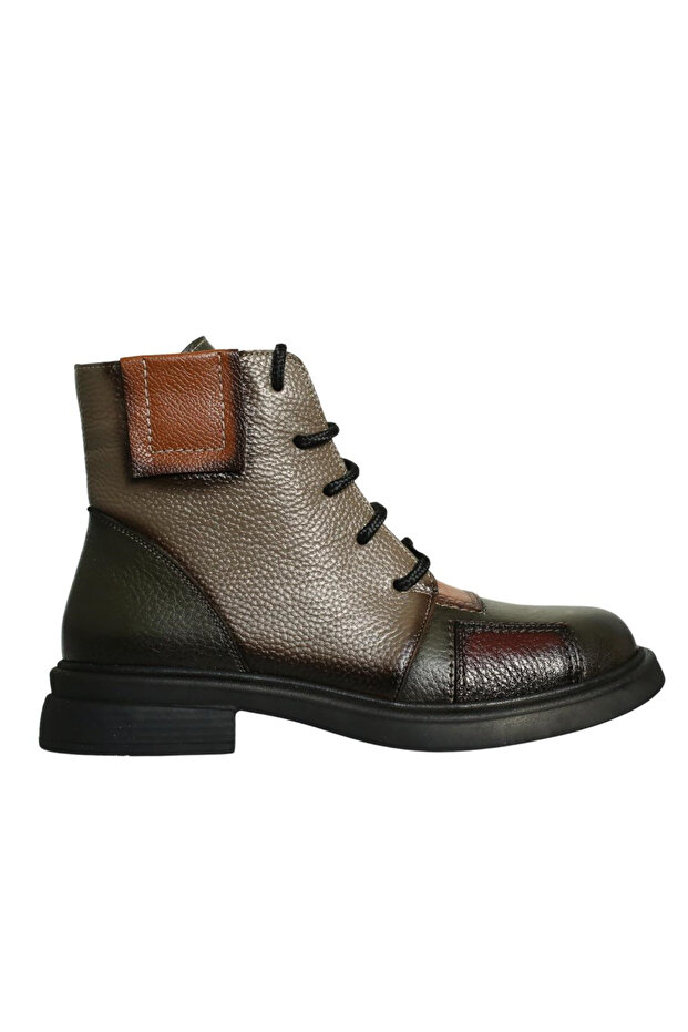 Green Leather Combination Women's Boots