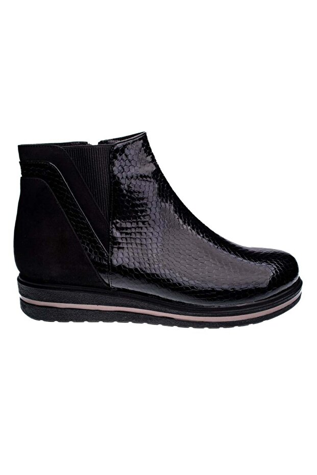 Black Patent Leather Women's Casual Boots